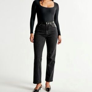 Abercrombie & Fitch Mixed Fabric Curve Love Ultra High Rise Ankle Straight 2 26”